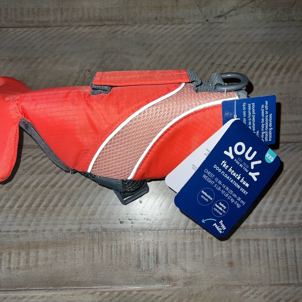 YOULY Dog Swim Vest - Vibrant Orange XXS 10-14IN 5-10 LBS [Brand New]